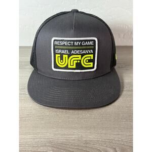 UFC Israel Adesanya Trucker Hat – “Respect My Game” Snapback Mesh Cap Black/Gray